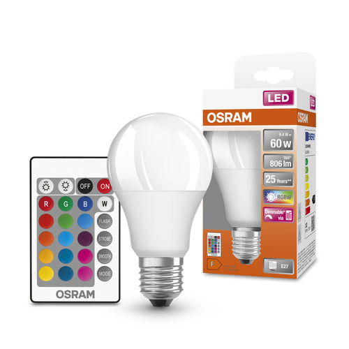 OSRAM LED Retrofit RGBW LED Lampe matt mehrfarbig mit Fernbedienung (e