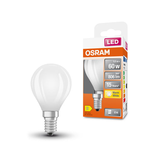 OSRAM Retrofit Classic P Lampadina LED, Attacco: E14, Bianca Calda, 2700 K, 3 W, Equivalenti a 25 W, CLB, Opaco, Taglia Unica OSRAM Retrofit Classic P Lampadina LED, Attacco: E14, Bianca Calda, 2700 K, 3 W, Equivalenti a 25 W, CLB, Opaco, Taglia Unica