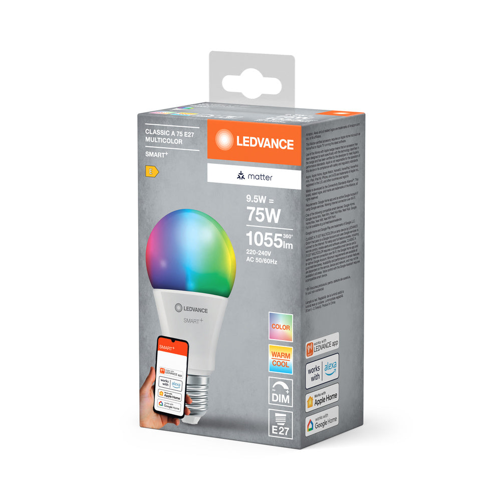 LEDVANCE Matter SMART+ LED Lampe, Frost-Optik, RGB, 9,5W, 1055lm, E27-Leuchtmittel-LEDVANCE Shop LEDVANCE Matter SMART+ LED Lampe, Frost-Optik, RGB, 9,5W, 1055lm, E27-Leuchtmittel-LEDVANCE Shop