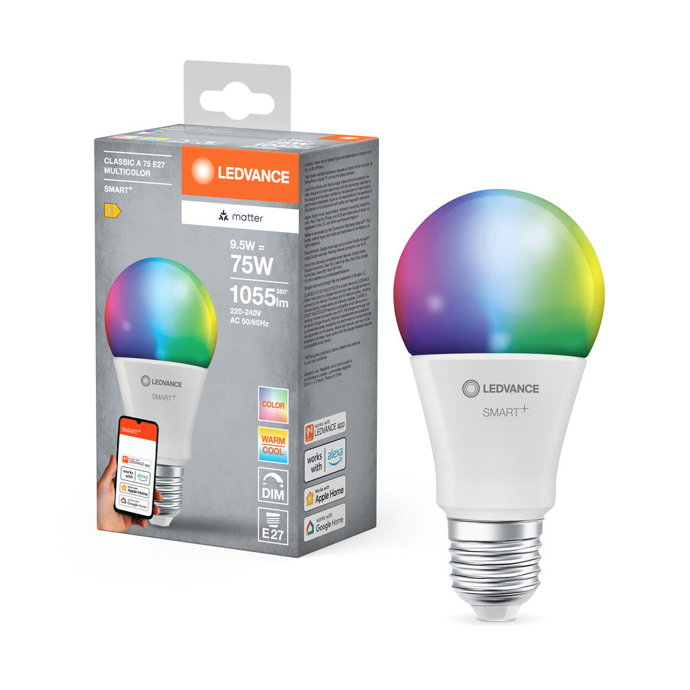 LEDVANCE Matter SMART+ LED Lampe, Frost-Optik, RGB, 9,5W, 1055lm, E27-Leuchtmittel-LEDVANCE Shop LEDVANCE Matter SMART+ LED Lampe, Frost-Optik, RGB, 9,5W, 1055lm, E27-Leuchtmittel-LEDVANCE Shop