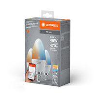 LEDVANCE SMART+ Wifi Candle LED Lampe TW FR E14, 4,9W 470 lm, 2700…6500 K, Tunable White, 3er Pack-LEDVANCE Shop LEDVANCE SMART+ Wifi Candle LED Lampe TW FR E14, 4,9W 470 lm, 2700…6500 K, Tunable White, 3er Pack-LEDVANCE Shop