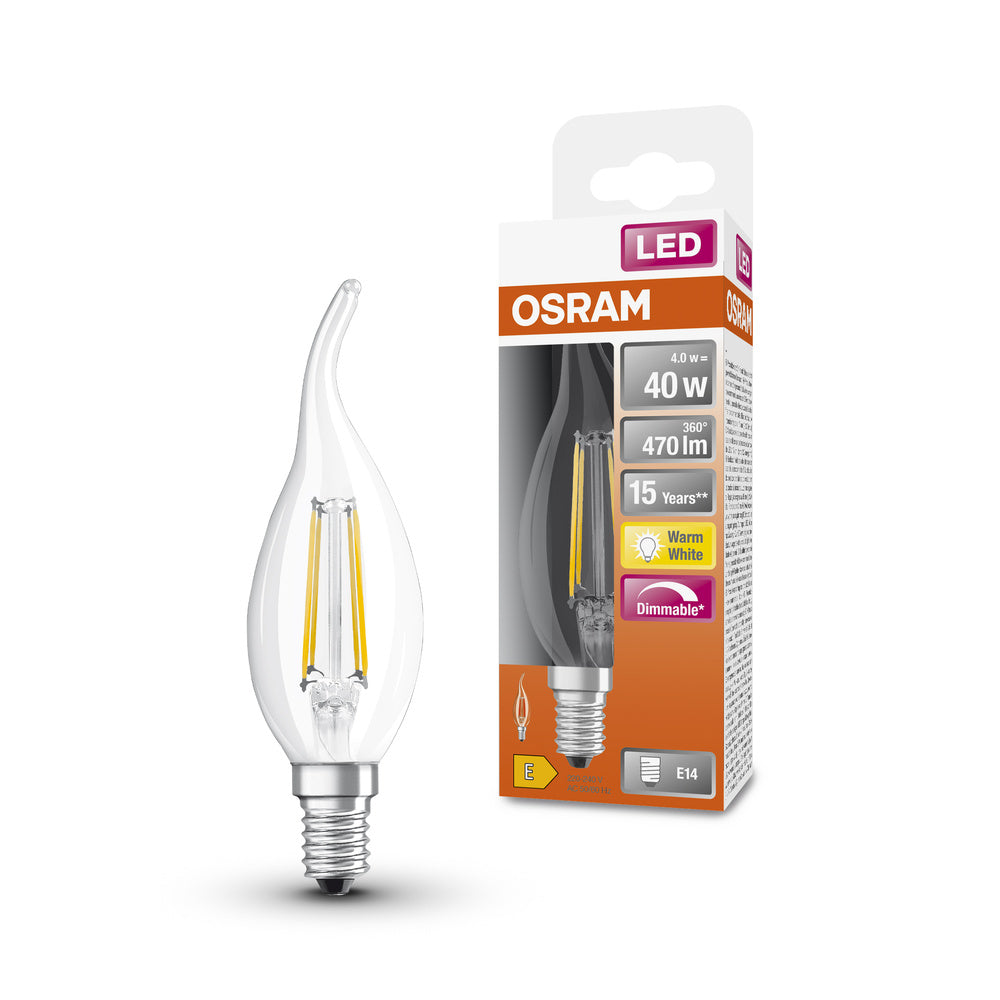 OSRAM LED Lampe LED Retrofit CLASSIC BA DIM 4W 827 Clear E14, 470 lm, 2700 K, Warmweiß-LEDVANCE Shop OSRAM LED Lampe LED Retrofit CLASSIC BA DIM 4W 827 Clear E14, 470 lm, 2700 K, Warmweiß-LEDVANCE Shop