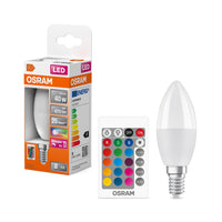 OSRAM LED Lampe LED Retrofit RGBW lamps with remote control 4.9W 827 Frosted E14, 470 lm, 2700 K, Warmweiß-LEDVANCE Shop OSRAM LED Lampe LED Retrofit RGBW lamps with remote control 4.9W 827 Frosted E14, 470 lm, 2700 K, Warmweiß-LEDVANCE Shop