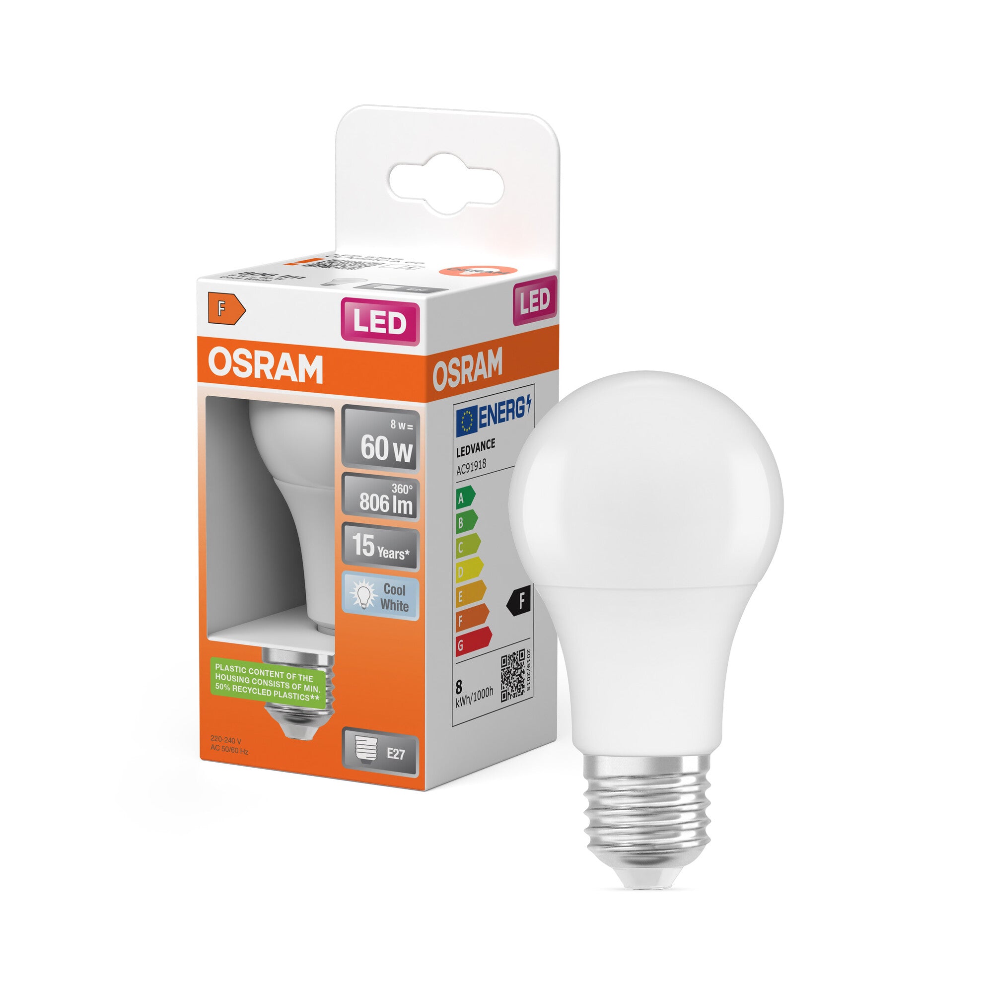 OSRAM LED CLASSIC A in A-Form, LED-Lampe, Matt, 8,5 W, (ex 60 W), 806