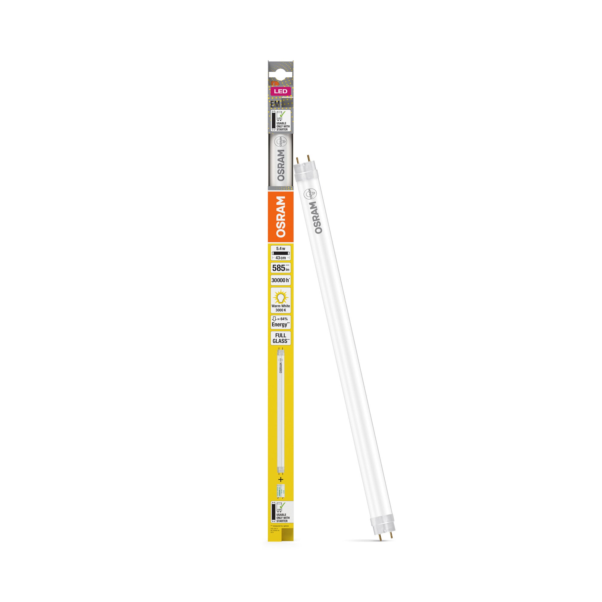 OSRAM LED TUBE T8 EM in Röhre, zweiseitig gesockelt-Form, LED-Röhre, B