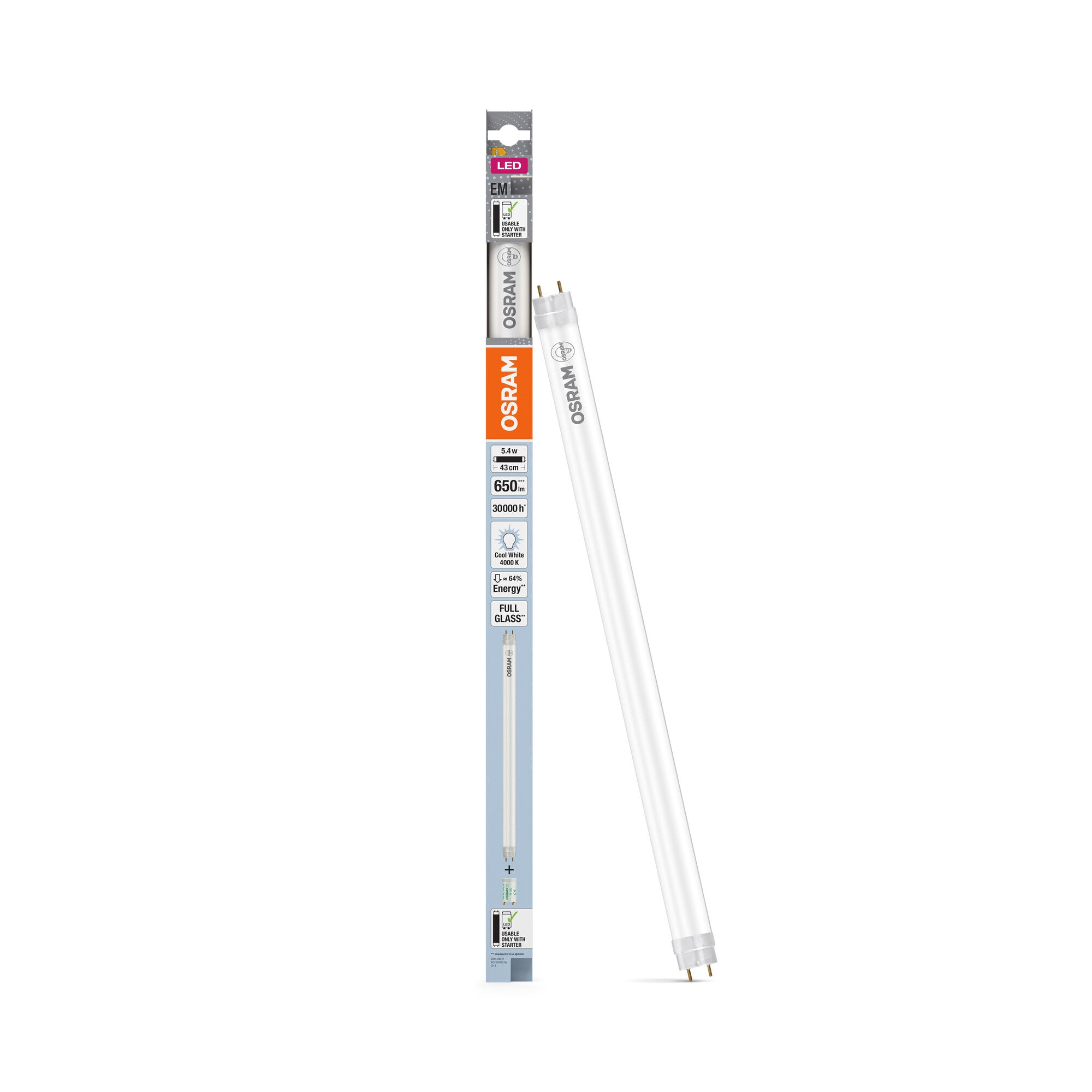 OSRAM LED TUBE T8 EM in Röhre, zweiseitig gesockelt-Form, LED-Röhre, B