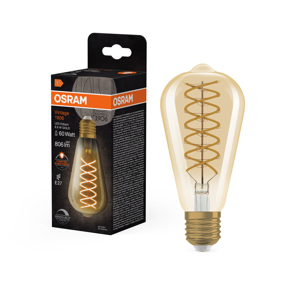 OSRAM VINTAGE 1906® LED Lampe LED CLASSIC EDISON DIM 8.8W 824 Gold E27
