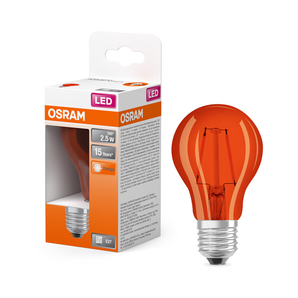 OSRAM LED Lampe LED STAR DÉCOR CLASSIC A 2.5W 515 Orange E27, 160 lm, 1500 K, Orange-LEDVANCE Shop OSRAM LED Lampe LED STAR DÉCOR CLASSIC A 2.5W 515 Orange E27, 160 lm, 1500 K, Orange-LEDVANCE Shop