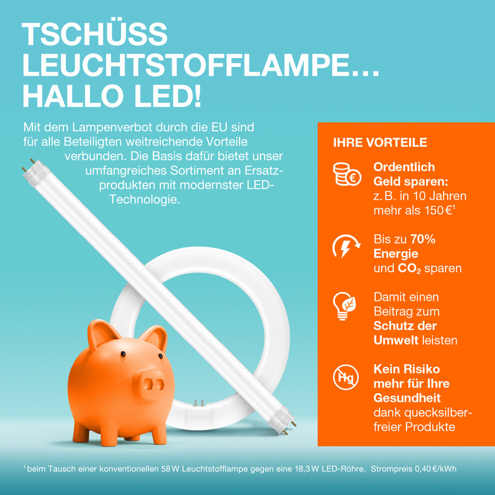 OSRAM LED Röhre TUBE T8 UNIVERSAL 600 mm 8W 865, 900 lm, 6500 K, Kaltes Tageslicht-LEDVANCE Shop OSRAM LED Röhre TUBE T8 UNIVERSAL 600 mm 8W 865, 900 lm, 6500 K, Kaltes Tageslicht-LEDVANCE Shop