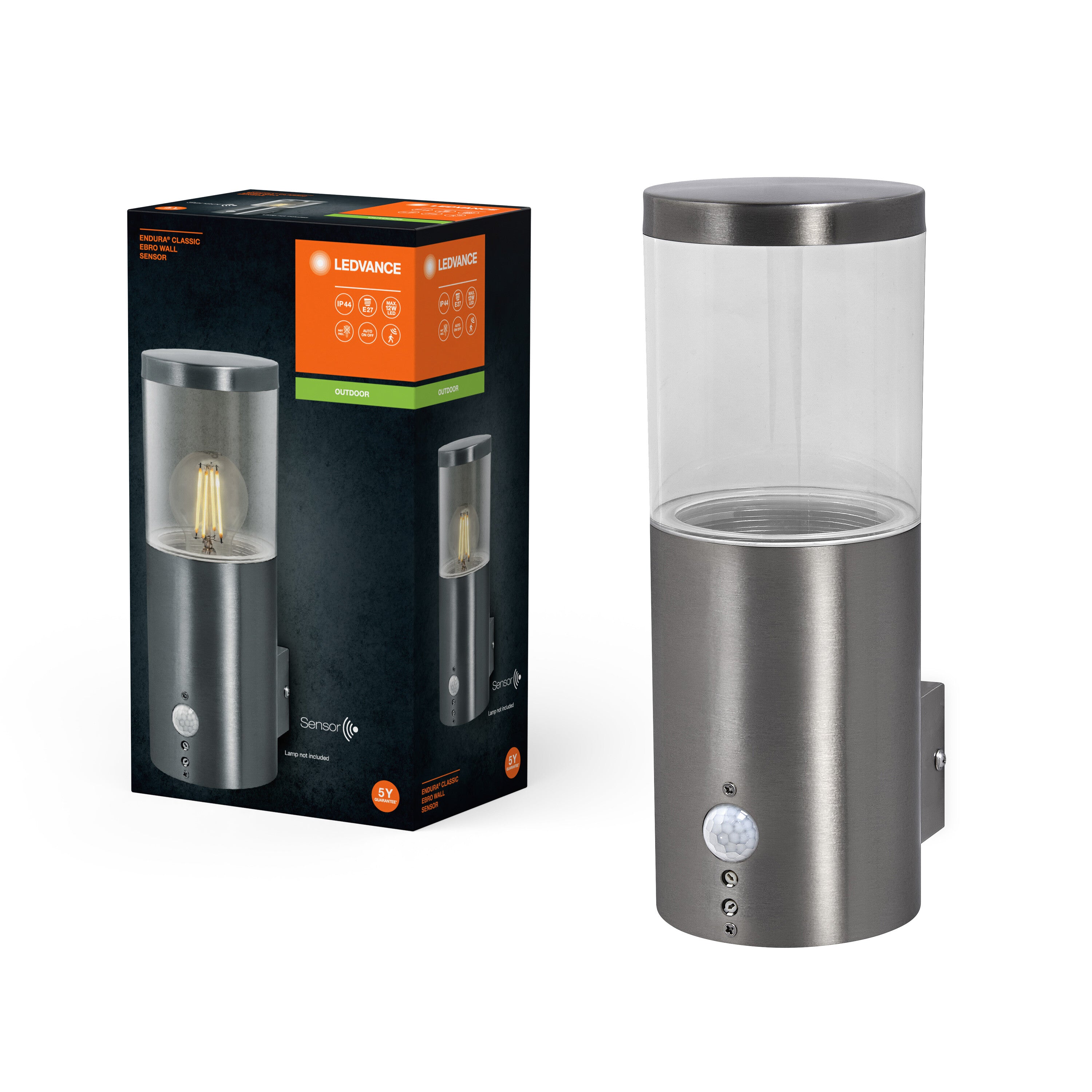 LEDVANCE ENDURA CLASSIC EBRO WALL Sensor Außenwandleuchte, Steel 