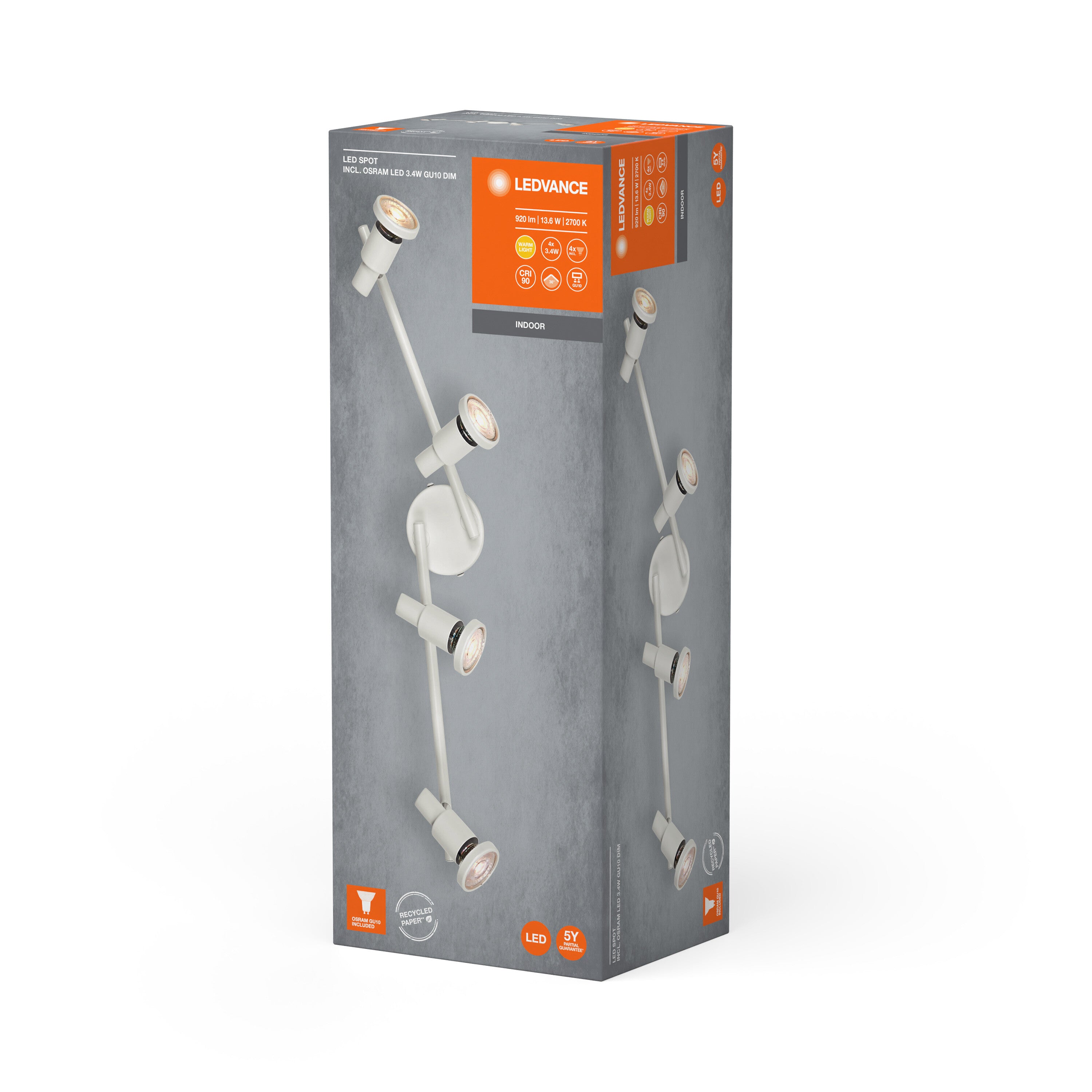 LEDVANCE LED SPOT GU10 Deckenleuchte 4 x 3,4W, 920lm, weiß-Deckenleuchten-LEDVANCE Shop LEDVANCE LED SPOT GU10 Deckenleuchte 4 x 3,4W, 920lm, weiß-Deckenleuchten-LEDVANCE Shop