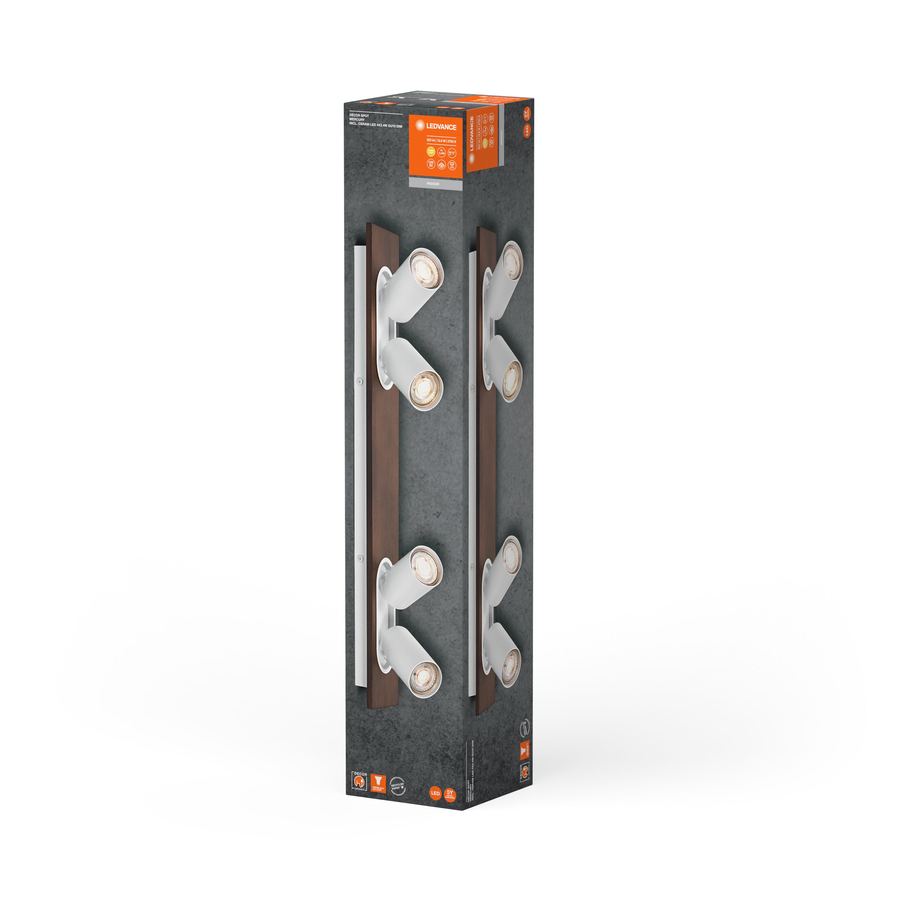 LEDVANCE DECOR SPOT MERCURY Deckenleuchte, 4 x 3,4W, Holzoptik, weiß-Deckenleuchten-LEDVANCE Shop LEDVANCE DECOR SPOT MERCURY Deckenleuchte, 4 x 3,4W, Holzoptik, weiß-Deckenleuchten-LEDVANCE Shop