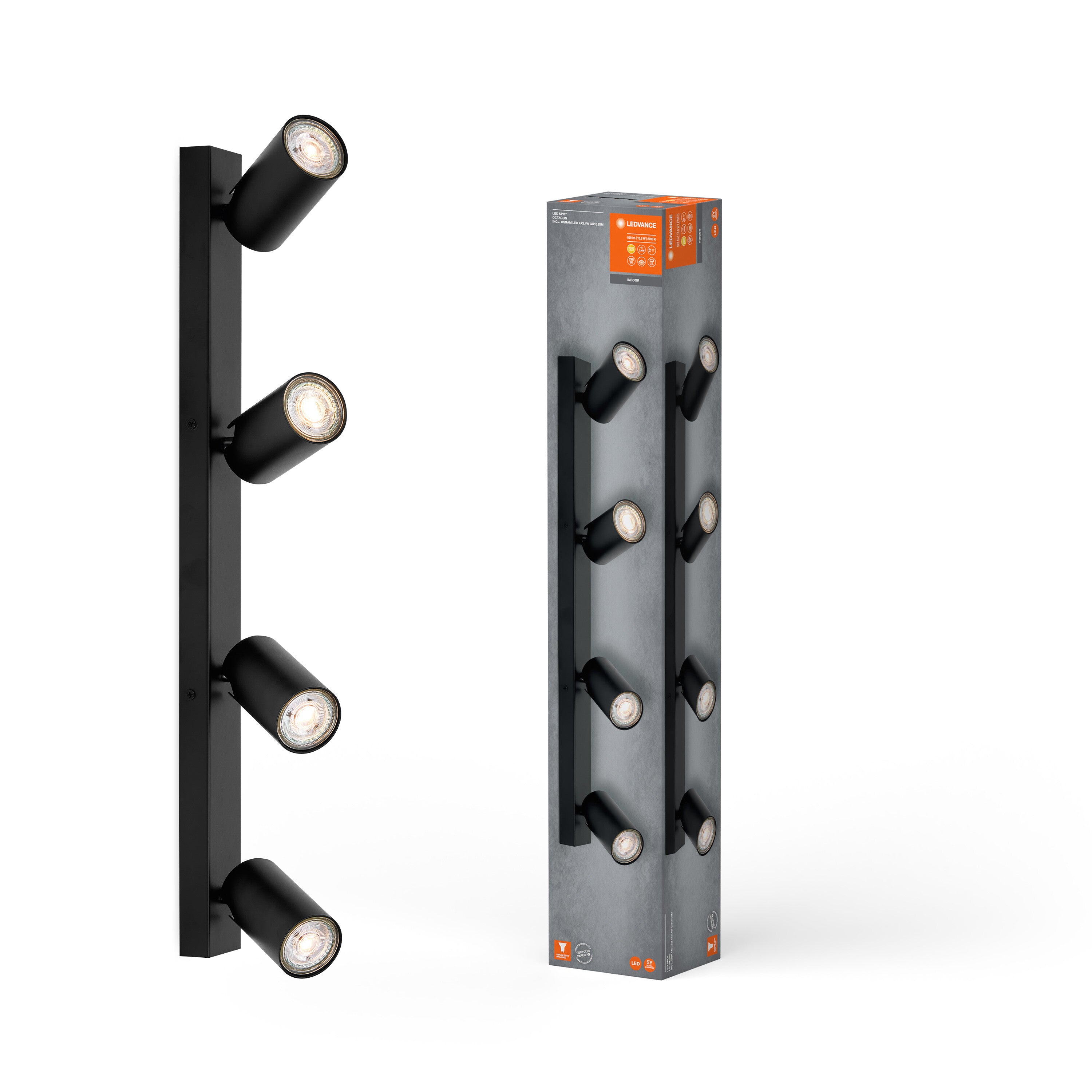 LEDVANCE LED SPOT OCTAGON Deckenleuchte 4 x 3,4W, GU10, 920lm, schwarz-Deckenleuchten-LEDVANCE Shop LEDVANCE LED SPOT OCTAGON Deckenleuchte 4 x 3,4W, GU10, 920lm, schwarz-Deckenleuchten-LEDVANCE Shop