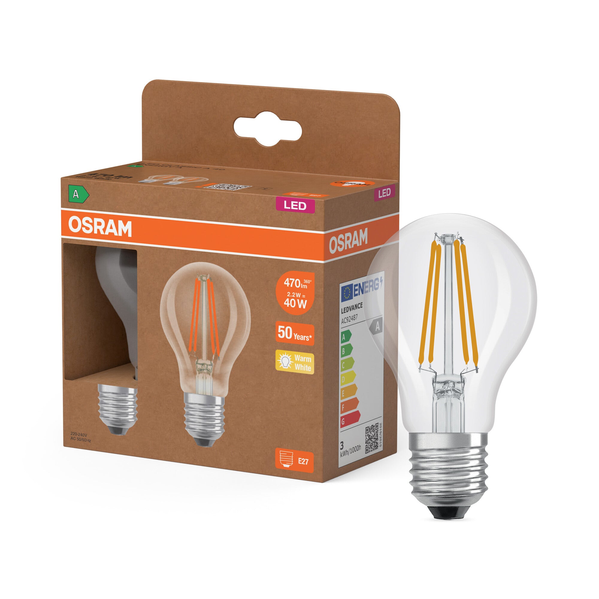 OSRAM LED LAMPS ENERGY CLASS A ENERGY EFFICIENCY FILAMENT CLASSIC A in