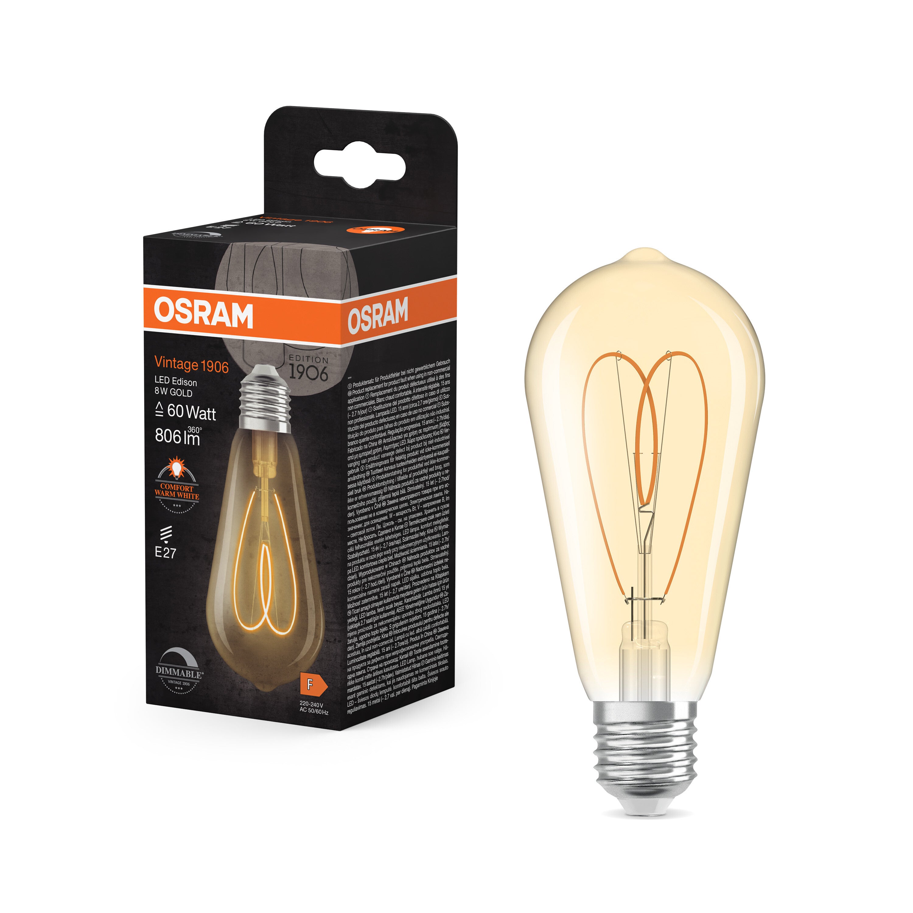 OSRAM Vintage 1906 Edison LED-Lampe Gold, 8W, 806lm, E27 , Comfort war