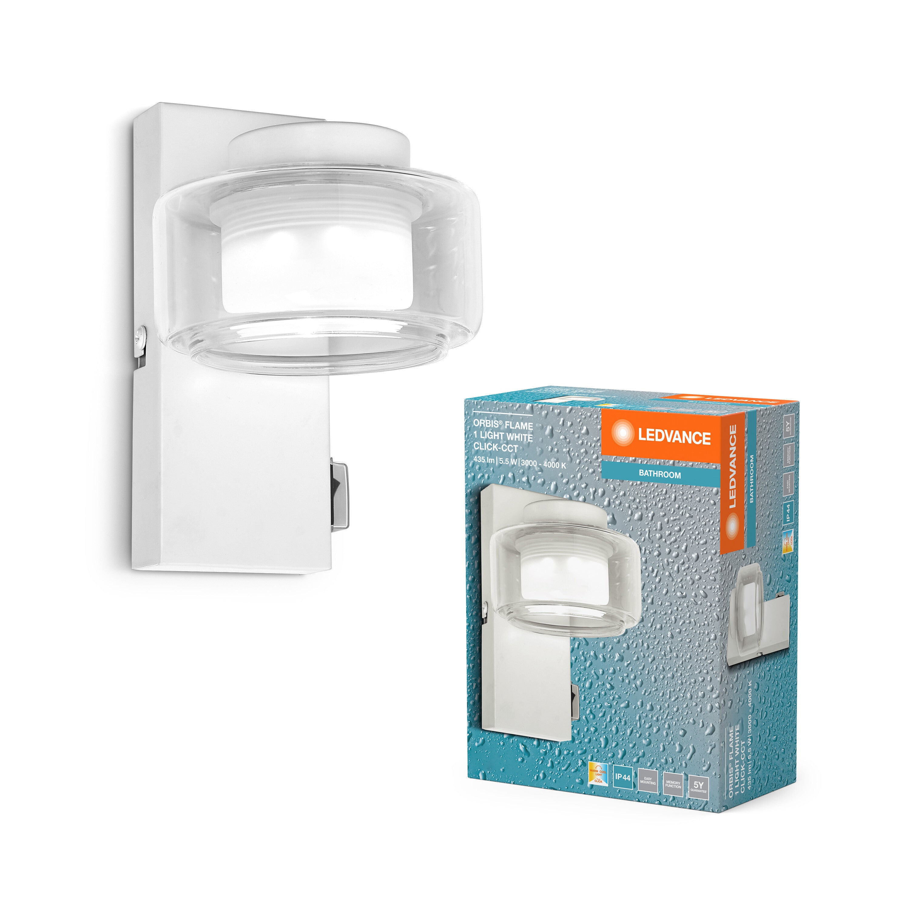 EGLO LED Deckenleuchte Wasao 1 – Badleuchte IP44, Edelstahl Chrom, Weißes Glas, Warmweiß, 21 Cm Länge