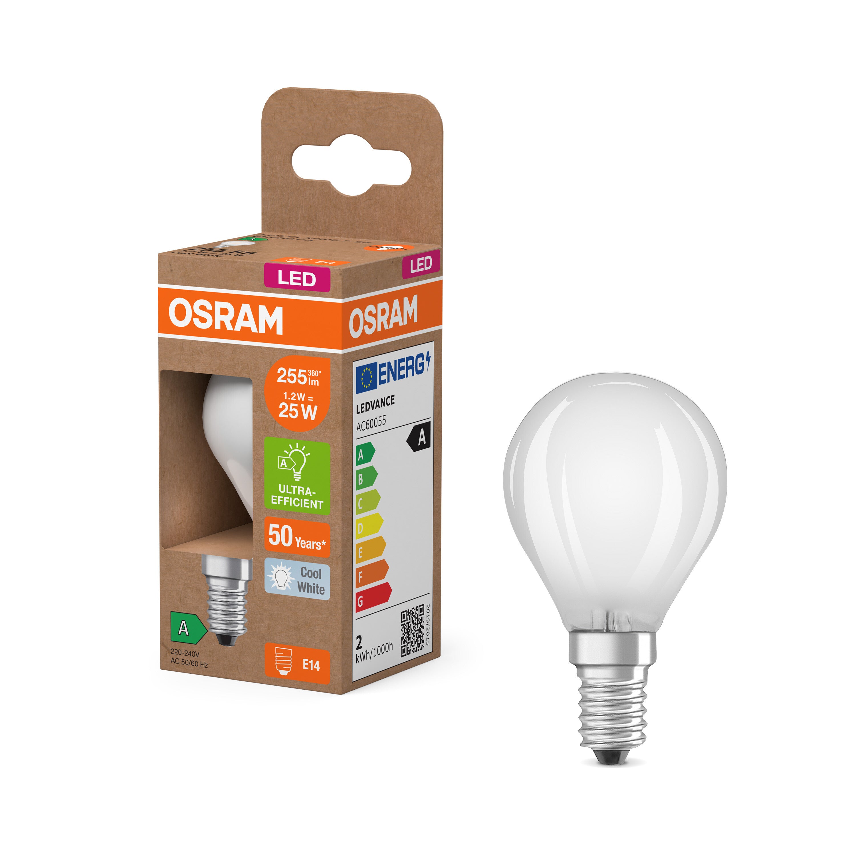 OSRAM LED-Miniball-Lampe mit Filament EEK A, E14, 255lm , Kaltweiß-LEDVANCE Shop OSRAM LED-Miniball-Lampe mit Filament EEK A, E14, 255lm , Kaltweiß-LEDVANCE Shop