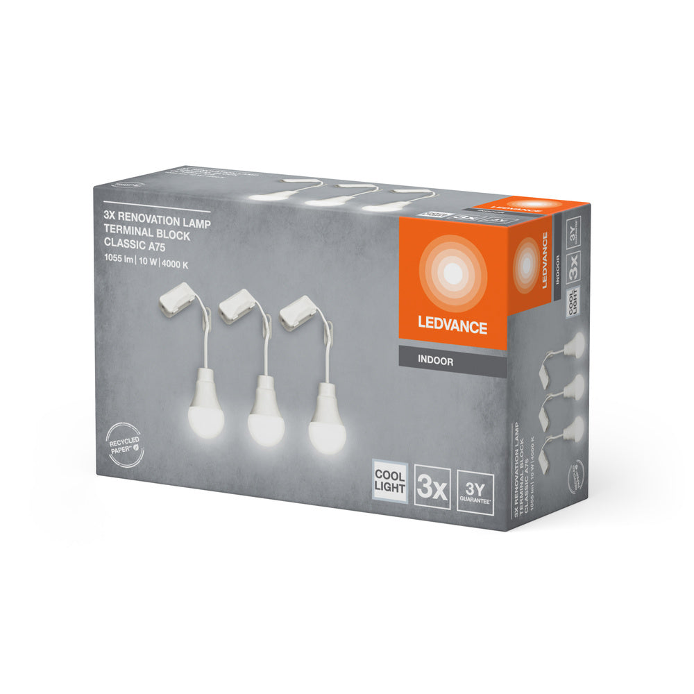 LEDVANCE RENOVATION LAMPS mit Anschlussklemme, 10W, 4000K, 1055lm, 3er Pack-LEDVANCE Shop LEDVANCE RENOVATION LAMPS mit Anschlussklemme, 10W, 4000K, 1055lm, 3er Pack-LEDVANCE Shop