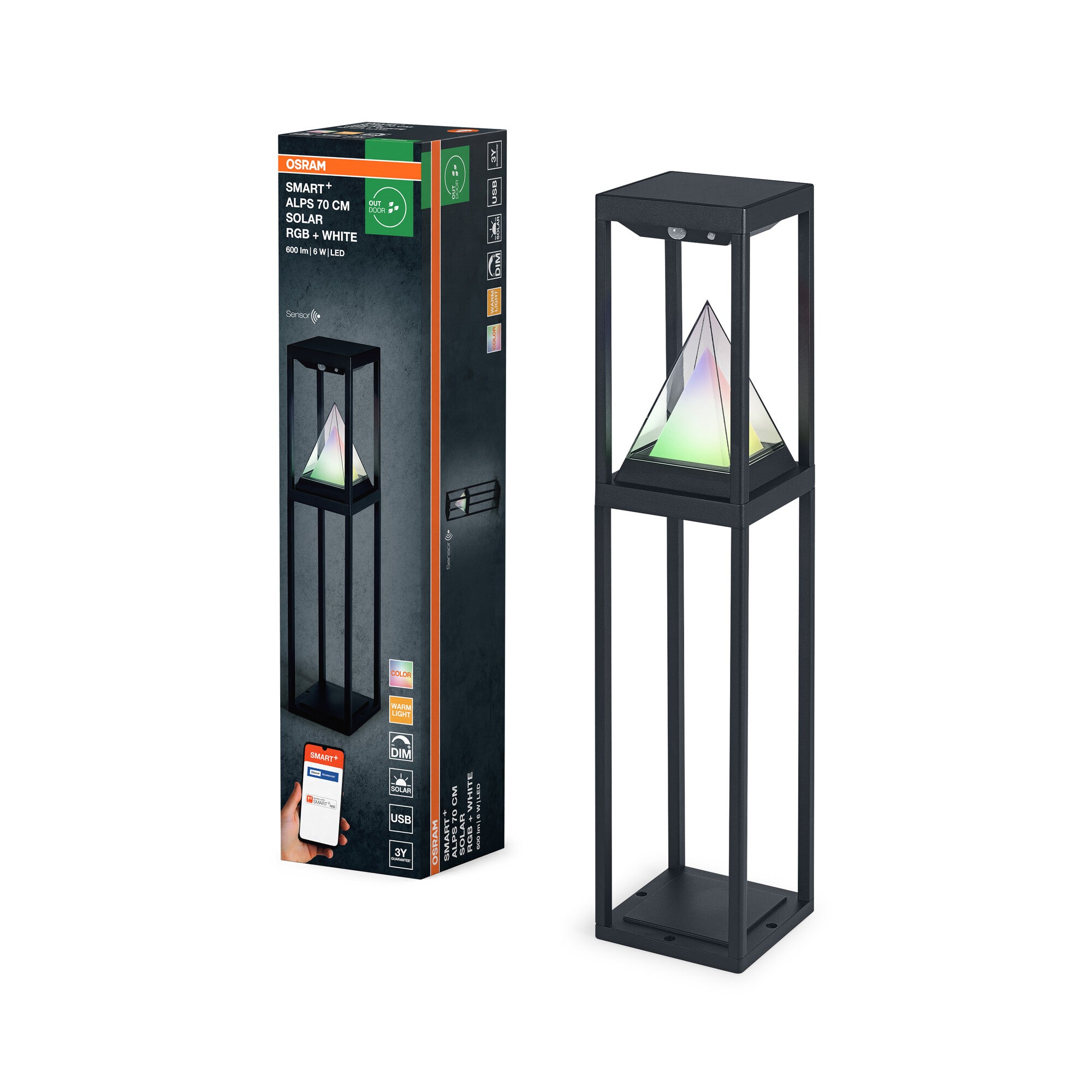 OSRAM SMART+ Outdoor Bluetooth Solar-Wegeleuchte, mit warmweißem (3000