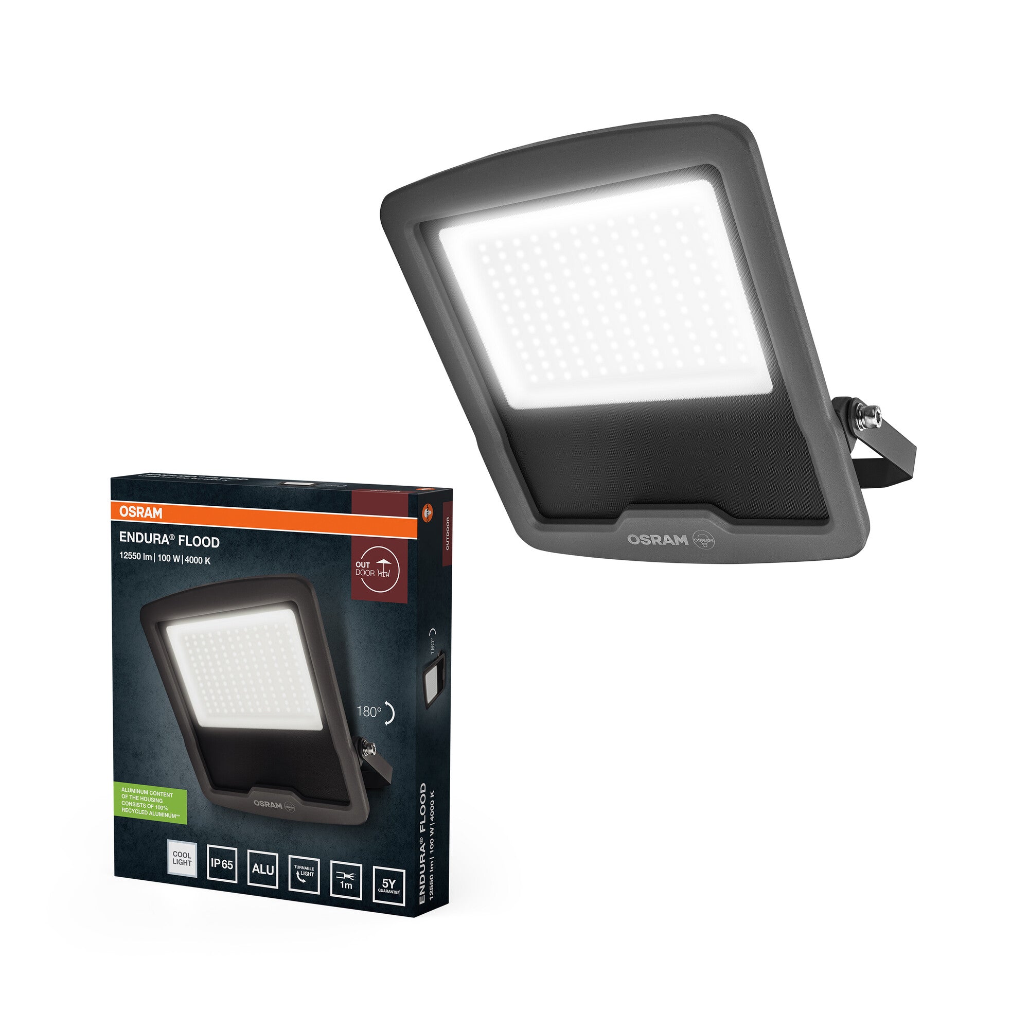 OSRAM ENDURA FLOOD PC 100W LED-Fluter, 4000K kaltweiß, 12000 Lumen, IP