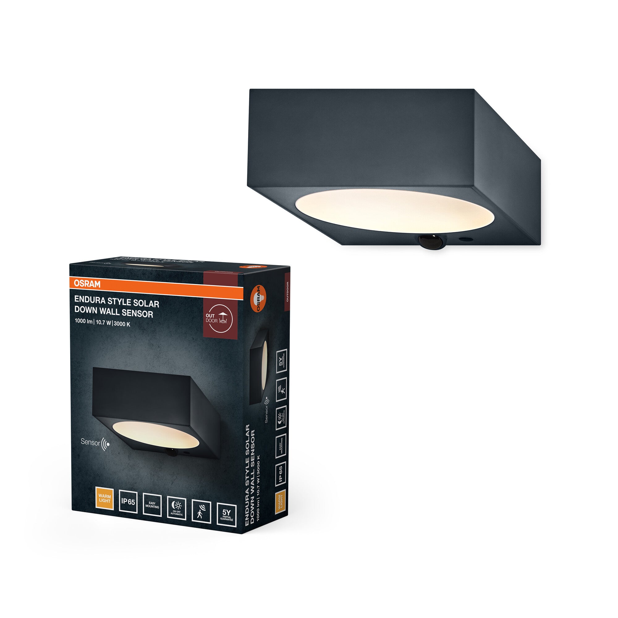 OSRAM Endura Style Solar LED Wandleuchte Down, 10,7W, 3000K warmweiß