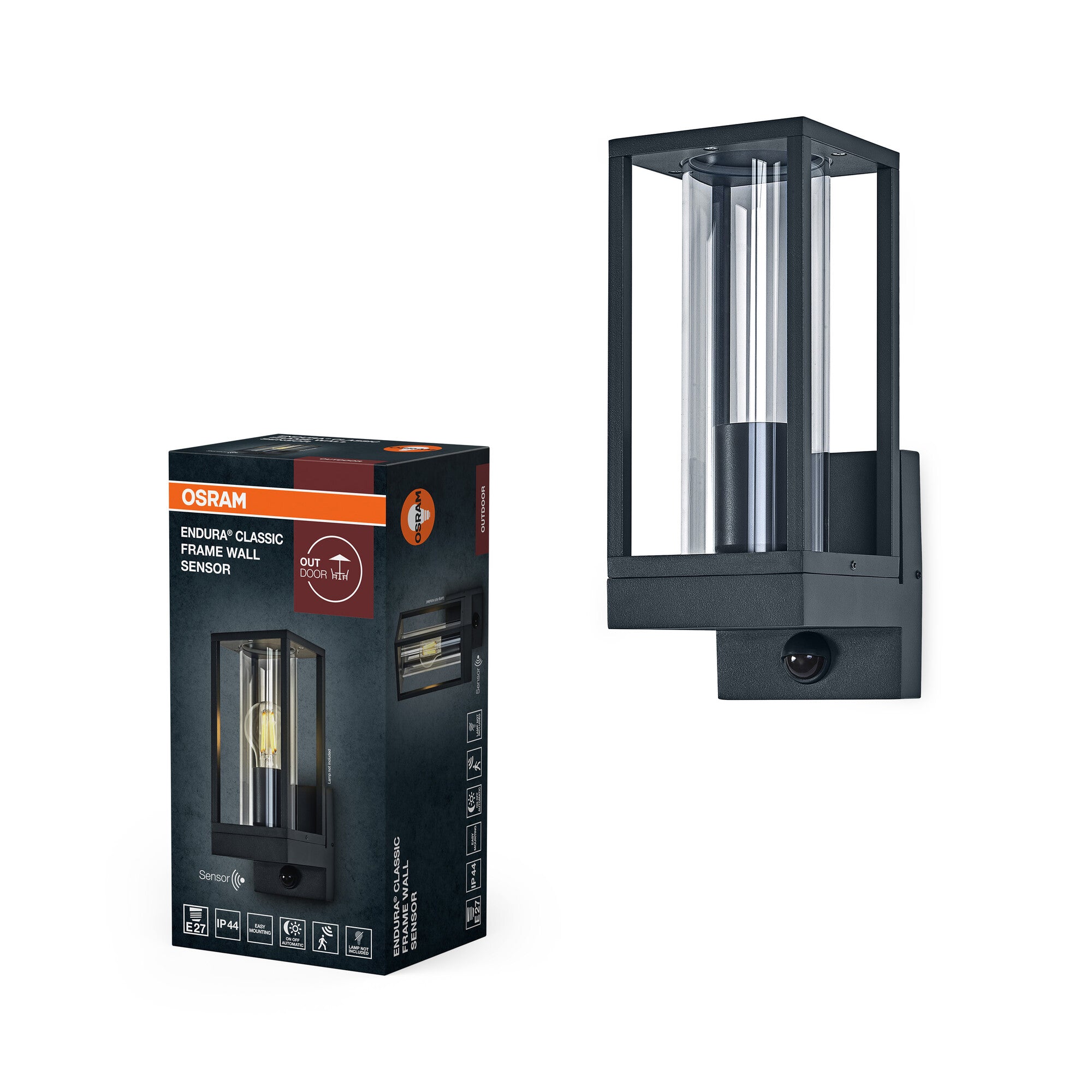 OSRAM Endura Classic LED Wandleuchte Frame, E27 Fassung, PIR Sensor, I