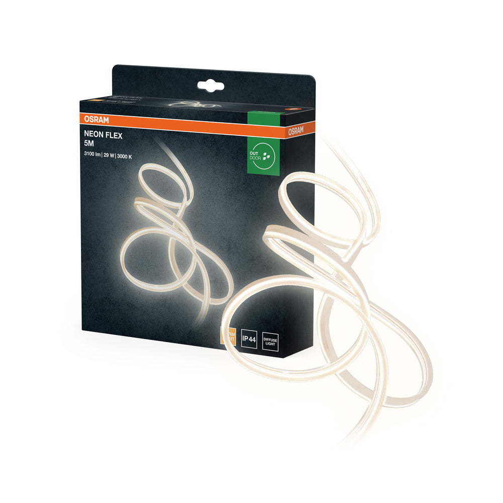 Ledvance LED Strip Lichtschlauch Neon Flex 5m – IP65, 29W, 1700lm, Warmweiß 3000K, Innen & Außen