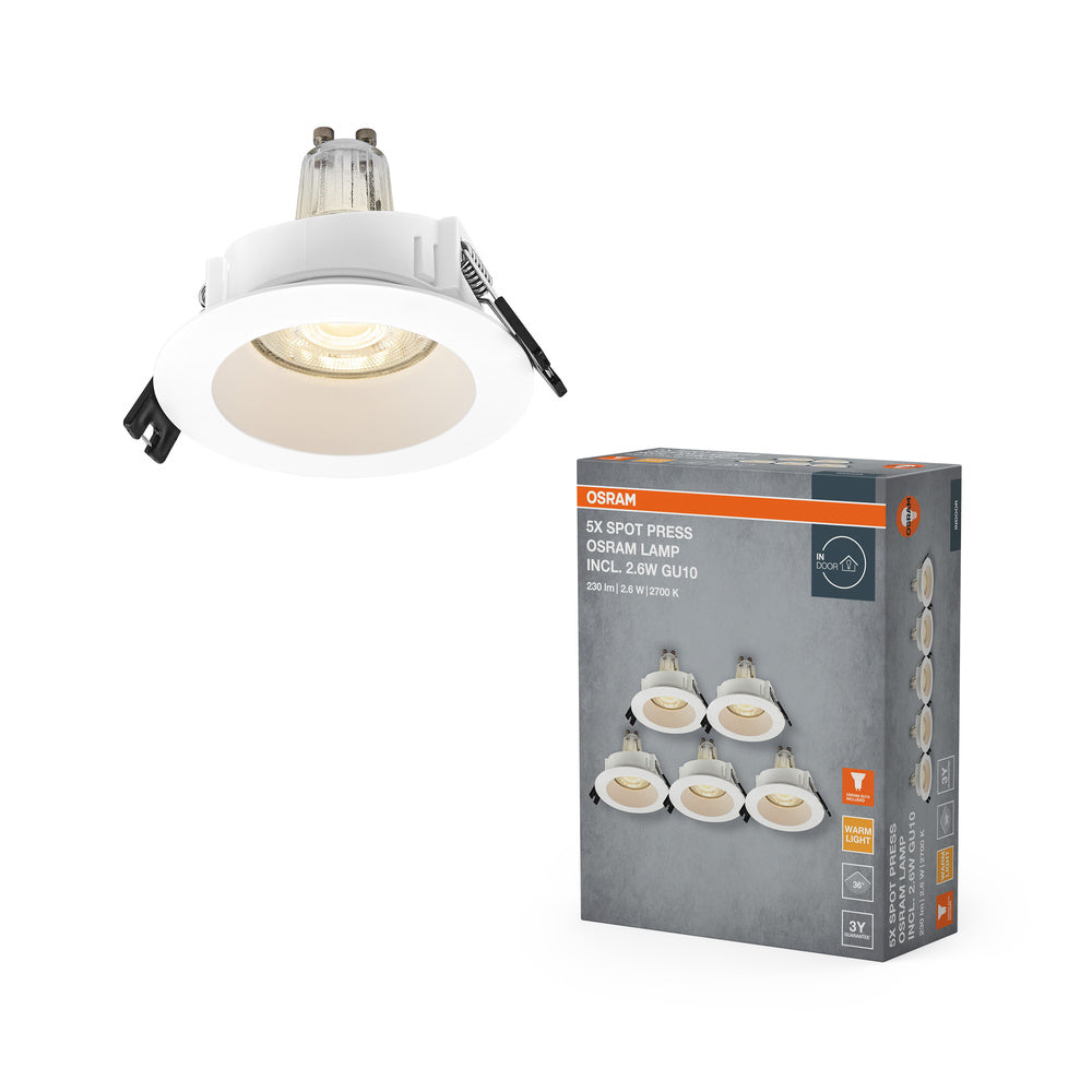 OSRAM LED Spot Recess Einbaustrahler Set GU10 2.6W Weiß ⌀68 mm