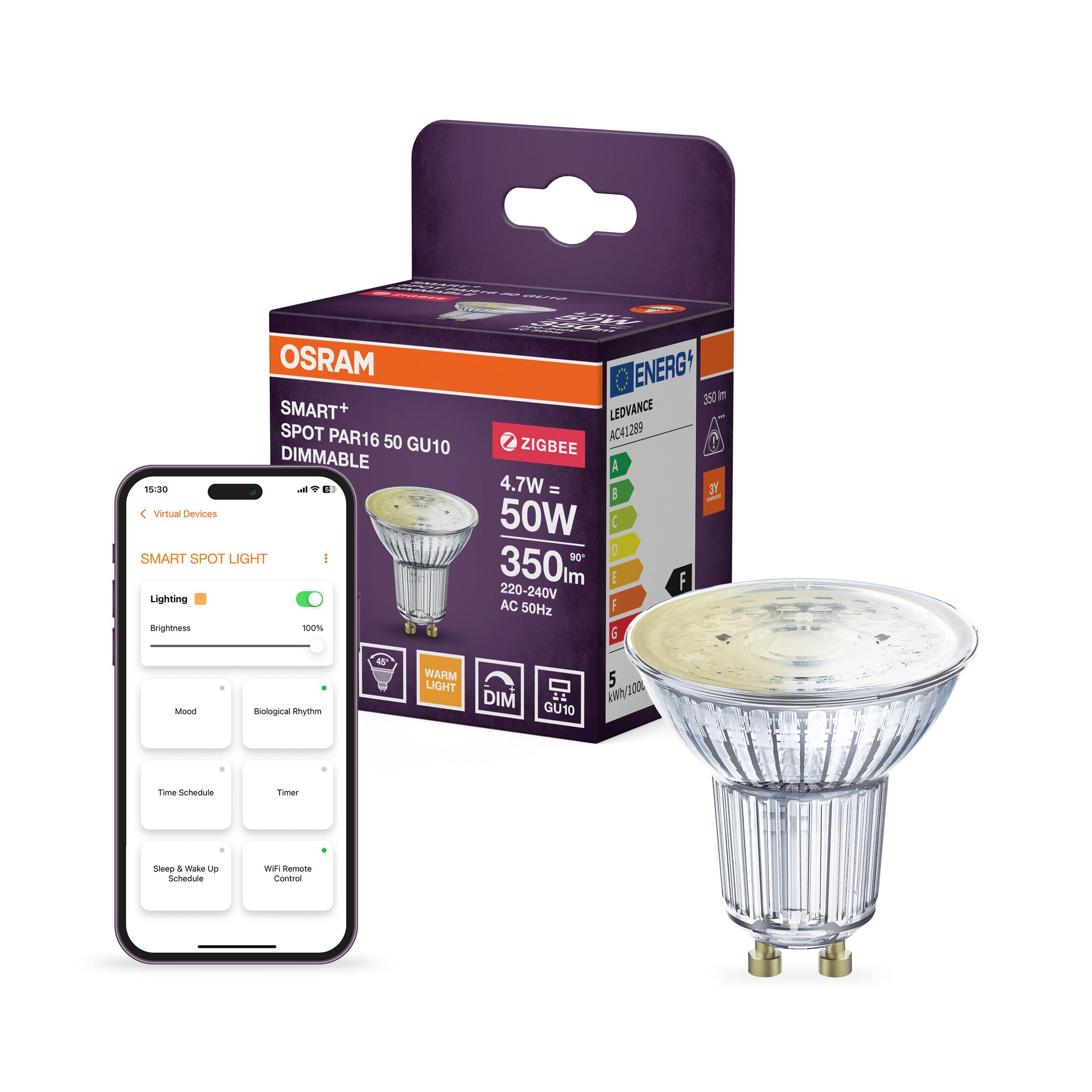 OSRAM SMART+ ZIGBEE Spot Dimmable in PAR16-Form, LED-Spot, Glas, 4,7 W