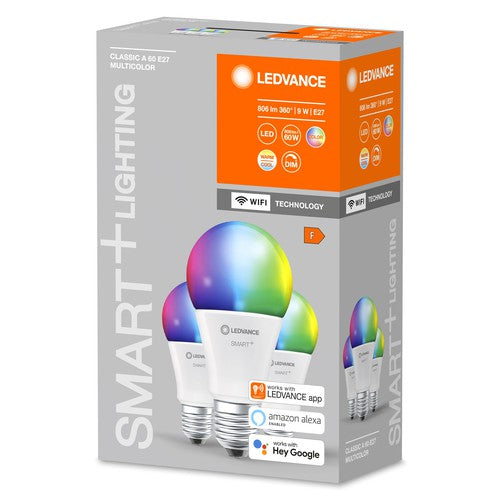 LEDVANCE Wifi SMART+ Classic LED Lampe RGBW mehrfarbig (ex 60W) 9W / 2700-6500K E27 3er-Leuchtmittel-LEDVANCE Shop LEDVANCE Wifi SMART+ Classic LED Lampe RGBW mehrfarbig (ex 60W) 9W / 2700-6500K E27 3er-Leuchtmittel-LEDVANCE Shop