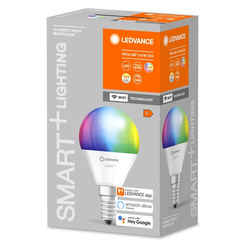 LEDVANCE Wifi SMART+ LED Lampe Mini RGBW mehrfarbig (ex 40W) 5W / 2700-6500K E14-Leuchtmittel-LEDVANCE Shop LEDVANCE Wifi SMART+ LED Lampe Mini RGBW mehrfarbig (ex 40W) 5W / 2700-6500K E14-Leuchtmittel-LEDVANCE Shop