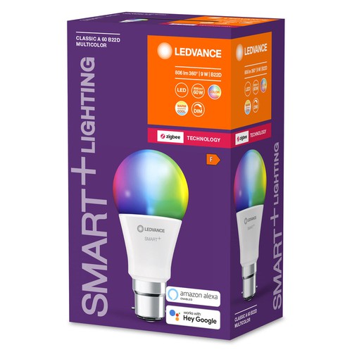 LEDVANCE Smart+ Lampe mit ZigBee Technologie, 9W, A60, matt, Lichtfarbe RGBW einstellbar, 806lm, Sockel B22D-Leuchtmittel-LEDVANCE Shop LEDVANCE Smart+ Lampe mit ZigBee Technologie, 9W, A60, matt, Lichtfarbe RGBW einstellbar, 806lm, Sockel B22D-Leuchtmittel-LEDVANCE Shop