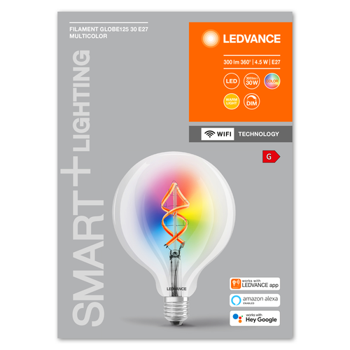 LEDVANCE Wifi SMART+ LED-Lampe Filament Globe125 30 RGBW mehrfarbig (ex 60W) 4,5W E27-Leuchtmittel-LEDVANCE Shop LEDVANCE Wifi SMART+ LED-Lampe Filament Globe125 30 RGBW mehrfarbig (ex 60W) 4,5W E27-Leuchtmittel-LEDVANCE Shop