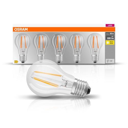 OSRAM LED Base Lampe Classic (ex 60W) 7W / 2700K 5er Pack E27 , Warmwe