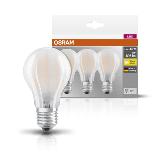 OSRAM LED Base Classic A LED Lampe matt (ex 60W) 7W / 2700K Warmweiß E