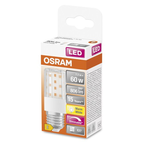 OSRAM LED SPECIAL T SLIM Lampe dimmbar klar (ex 60W) 7,3W / 2700K Warmweiß E27-Leuchtmittel-LEDVANCE Shop OSRAM LED SPECIAL T SLIM Lampe dimmbar klar (ex 60W) 7,3W / 2700K Warmweiß E27-Leuchtmittel-LEDVANCE Shop
