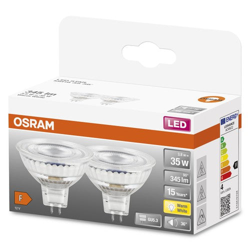 OSRAM Star LED Reflektorlampe für GU5.3-Sockel, klares Glas ,Warmweiß (2700K), 345 Lumen, Ersatz für herkömmliche 35W-Leuchtmittel, nicht dimmbar, 2-er Pack-Leuchtmittel-LEDVANCE Shop OSRAM Star LED Reflektorlampe für GU5.3-Sockel, klares Glas ,Warmweiß (2700K), 345 Lumen, Ersatz für herkömmliche 35W-Leuchtmittel, nicht dimmbar, 2-er Pack-Leuchtmittel-LEDVANCE Shop