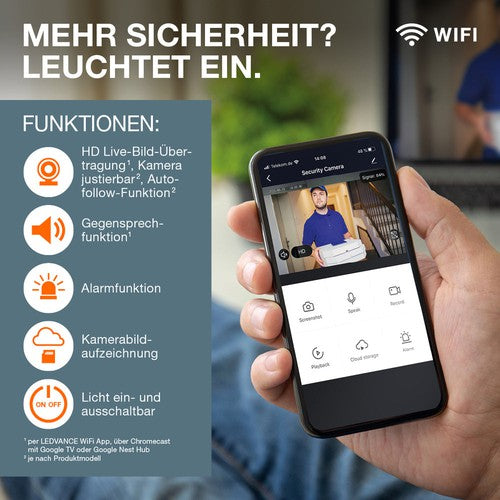 LEDVANCE SMART+ Outdoor-Wandleuchte mit Kamera, E27-Sockel-Außenwandleuchten-LEDVANCE Shop LEDVANCE SMART+ Outdoor-Wandleuchte mit Kamera, E27-Sockel-Außenwandleuchten-LEDVANCE Shop