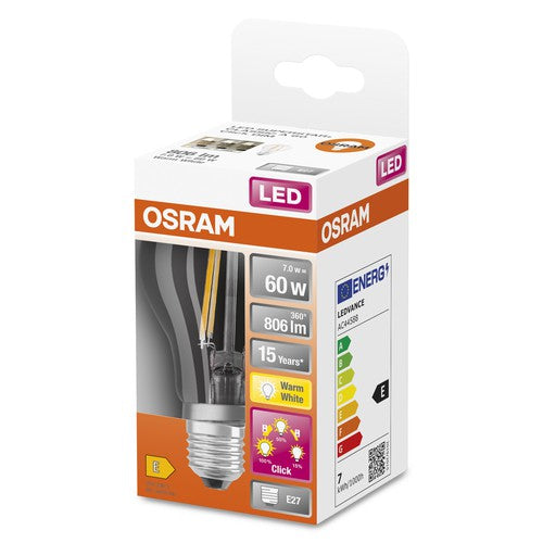 OSRAM LED 3-Stufen dimmbar Classic A LED Lampe (ex 60W) 7W / 2700K Warmweiß E27-Leuchtmittel-LEDVANCE Shop OSRAM LED 3-Stufen dimmbar Classic A LED Lampe (ex 60W) 7W / 2700K Warmweiß E27-Leuchtmittel-LEDVANCE Shop