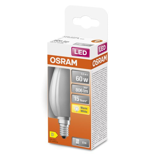 OSRAM Retrofit Classic B LED Lampe Kerzenform (ex 60W) 6W / 2700K Warmweiß E14-Leuchtmittel-LEDVANCE Shop OSRAM Retrofit Classic B LED Lampe Kerzenform (ex 60W) 6W / 2700K Warmweiß E14-Leuchtmittel-LEDVANCE Shop