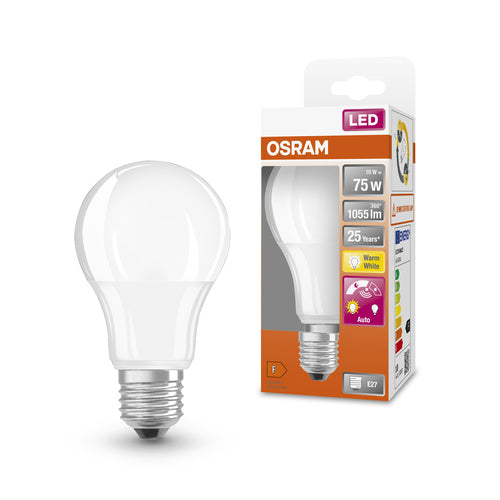 OSRAM LED DAYLIGHT Sensor Classic A LED Lampe matt (ex 75W) 10W / 2700K Warmweiß E27