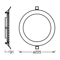 LEDVANCE RECESS SLIM DOWNLIGHT LED Deckenleuchte, Ø 225mm, 220…240V, 22W / 3000K Warmweiß