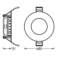 LEDVANCE RECESS SLIM DOWNLIGHT LED Deckenleuchte, Ø 85mm, 220…240V 4,50W / 4000K Kaltweiß