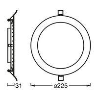 LEDVANCE RECESS SLIM DOWNLIGHT LED Deckenleuchte, Ø 225mm, 220…240V 22W / 6500K Kaltweiß