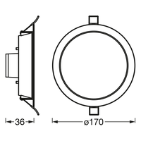 LEDVANCE Wifi SMART+ Einbaustrahler RECESS DOWNLIGHT TW, Ø 170mm, RGB 12W, 220…240 V, 2700…6500K, IP20