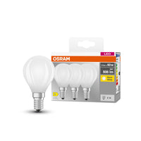 OSRAM LED BASE RETRO MATT CLP LED-Lampen, klassische Miniballform 6W E14 827, 3er Pack