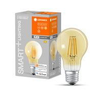 LEDVANCE Smarte LED-Lampe mit WiFi Technologie in Gold Glas, Sockel E27, Dimmbar,Warmweiß (2400K), ersetzt Glühlampen mit 53 W, SMART+ WiFi Classic Dimmable, 1er-Pack