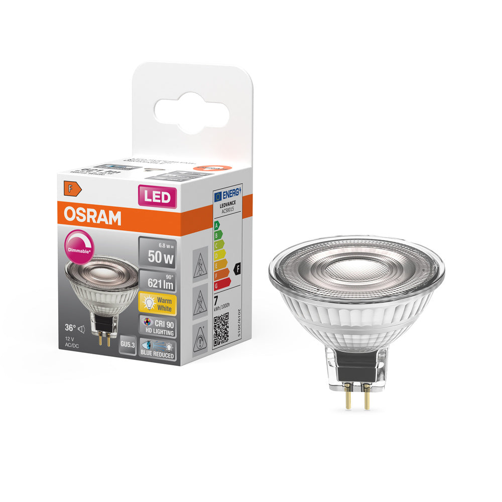 OSRAM Dimmbare LED Reflektor-Lampe LED SUPERSTAR + spot MR16 GL 50  DIM 8W/927 CRI90 GU5.3