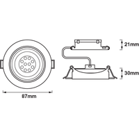 LEDVANCE LED Einbaustrahler, Ø 90mm, 3er Set, 3x 5W, Warmweiß, Stufenlos Dimmbar per Wandschalter, grau