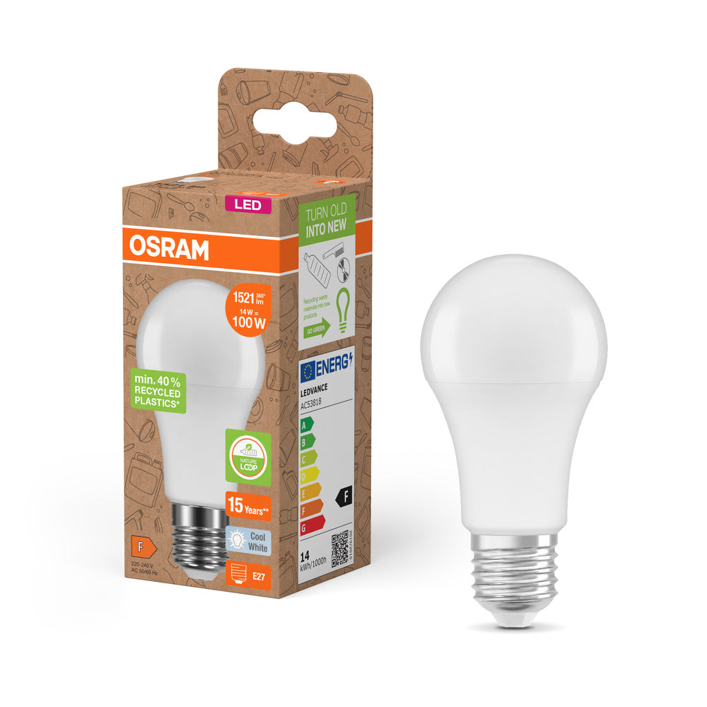 OSRAM LED Star Classic A 100 Lampe Recycled Plastic 14W Kaltweiß Frosted E27